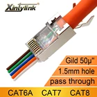 Коннектор xintylink CAT8, CAT7, rj45, 50U, CAT6A, SFTP, экранированный Разъем lan