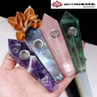 moonshade 1pc natural amethyst hand make smoking pipe raw crystals pipe healing healthy diy gift glass pipes for crystal