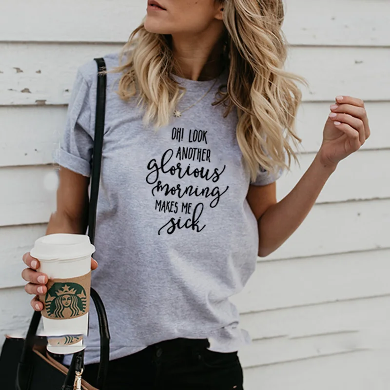 О выглядят еще славных утро с принтом женская футболка образным вырезом Изделие