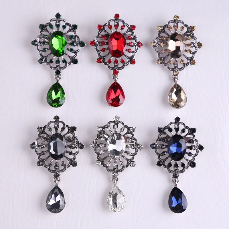 Винтажные Броши с кристаллами для женщин синие зеленые большие стразы броши в