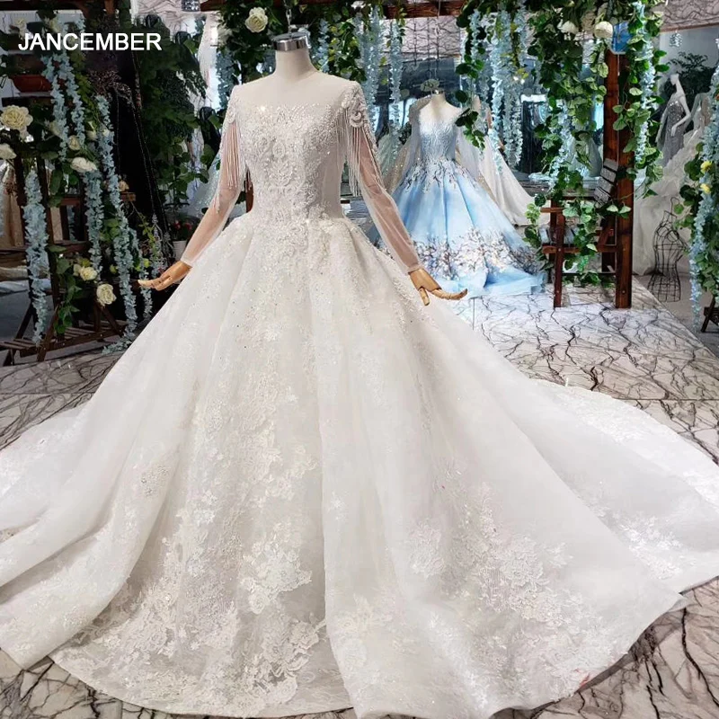 HTL447 свадебные платья принцессы с длинным шлейфом прозрачный круглым вырезом