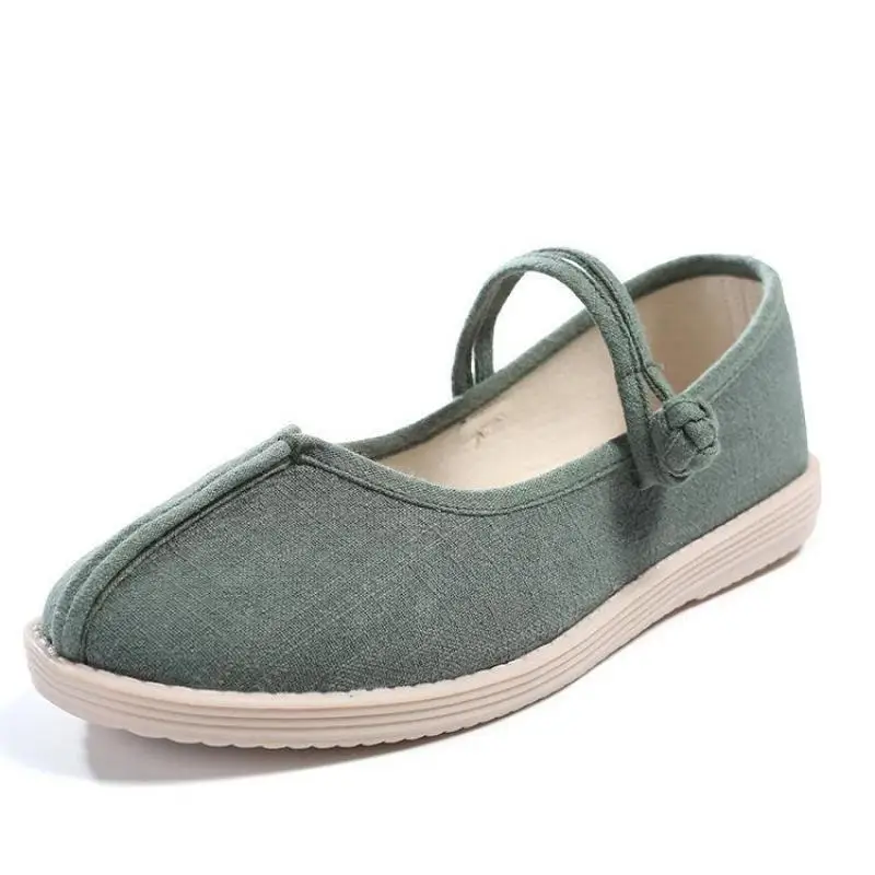 

Женские повседневные однотонные туфли Johnature, хлопковые туфли в национальном стиле на плоской подошве с круглым носком и пряжкой на ремешке, ...