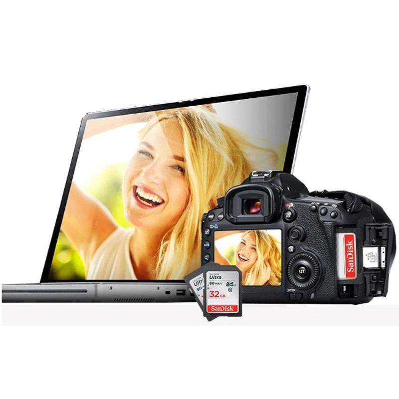 Карта памяти SanDisk Ultra SDHC/SDXC SD класс 10 16 ГБ 32 64 128 C10 UHS-I 80 МБ/с. флеш-карта для камеры Full