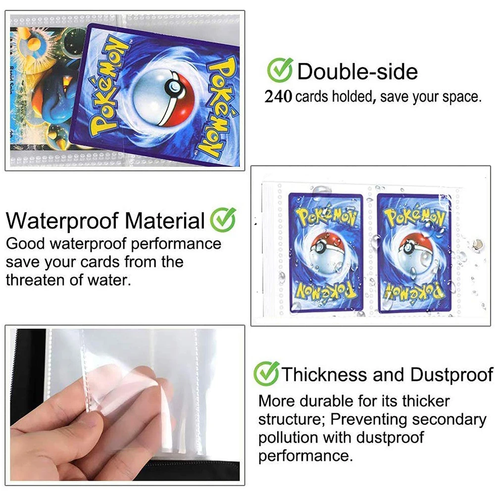 Nuevo 240 Uds Pokemon &aacute;lbum tarjetas marcadores de libros Anime personajes de videojuego Tarjeta de colecci&oacute;n de Binder entrenador Pokemones Carpeta de regalo para los ni&ntilde;os-4