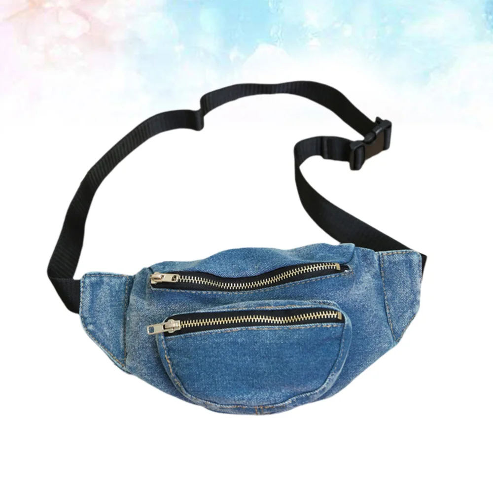 

Lightweight Denim Waist Bag Portable Crossbody Pouch Shoulder Bag Waist Pack Chest Bag for (Dark Blue)