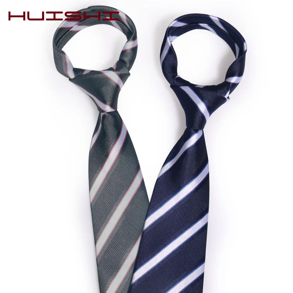 HUISHI желтый полосатый мужской галстук модный жаккардовый синий серый для мужчин