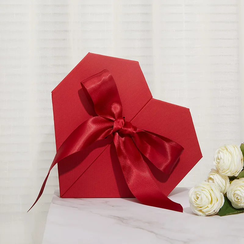 

1pc Valentine's Day Gift Birthday Party Red Heart Shape Candy Dragee Gift Box Wedding Flower Chocolate Packaging Box Party Decor