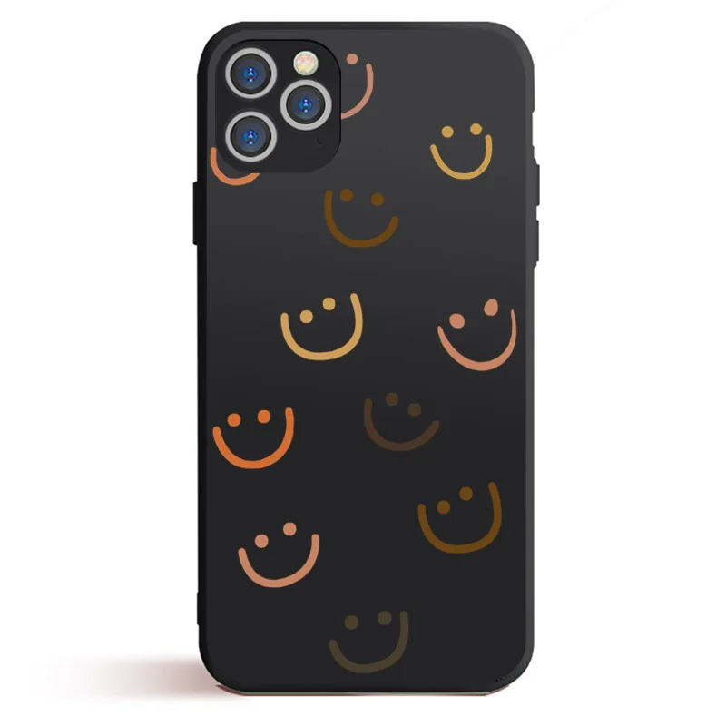 Простой Черный силиконовый чехол с улыбающимся лицом для телефона IPhone 12 Mini 11 Pro Max