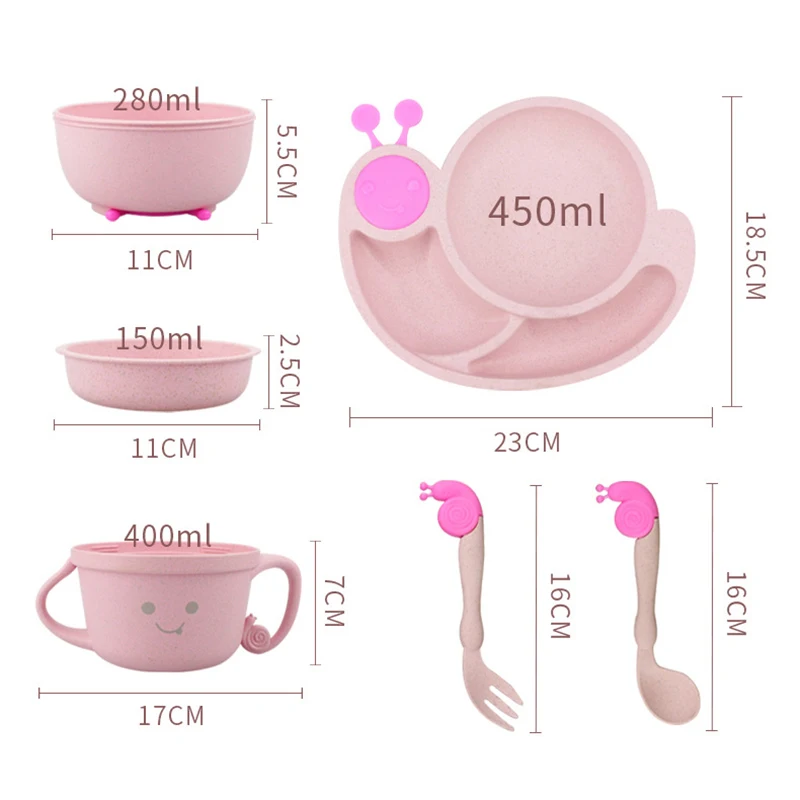 

Wheat Straw Children Soup Bowl Japanese Cute Animal Snail Dinnerware Set BPA Free Wheat Straw Kids Tableware Dinner Set