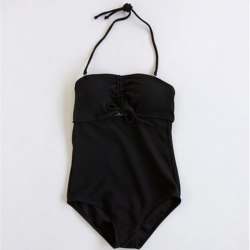 Girls Red One-piece Swimsuit Women Sexy Backless Swimwear Halter Tied Bow Monokini 2020 Beach Bathing Suit Maillot De Bain Femme |