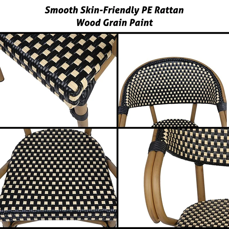 

Stackable Outdoor Patio Dining Chairs Set of 4 Aluminum Frame Balcony Wicker Furniture Chair