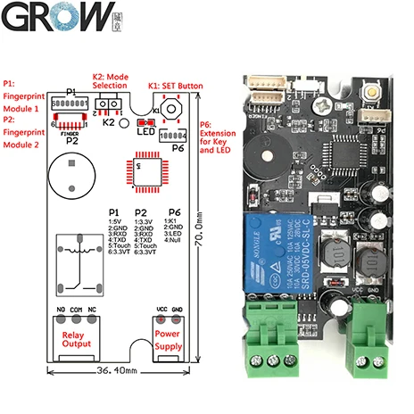 GROW K215-V1.2 контроль доступа отпечатков пальцев Дверной замок для автомобиля батареи автомобиля велосипед
