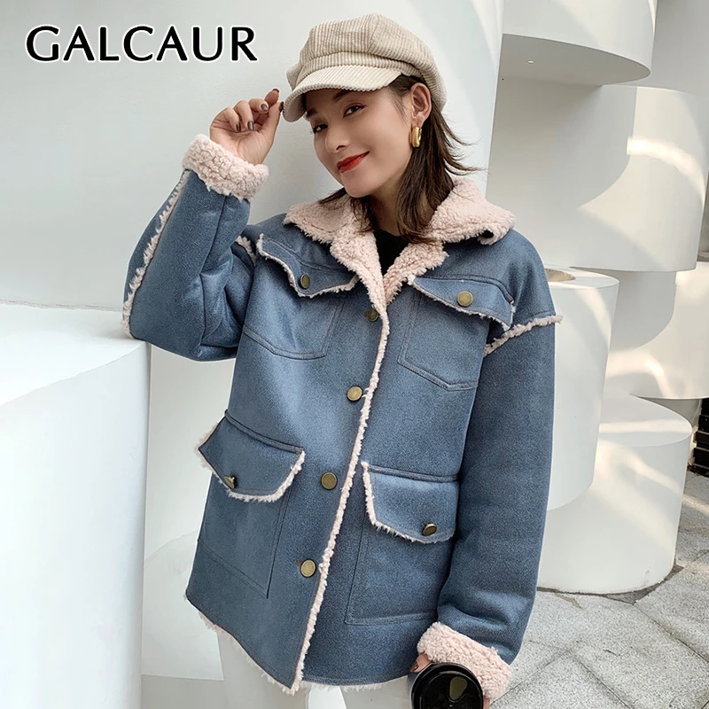 GALCAUR корейский стиль лоскутные твидовые популярные цветные женские пальто с