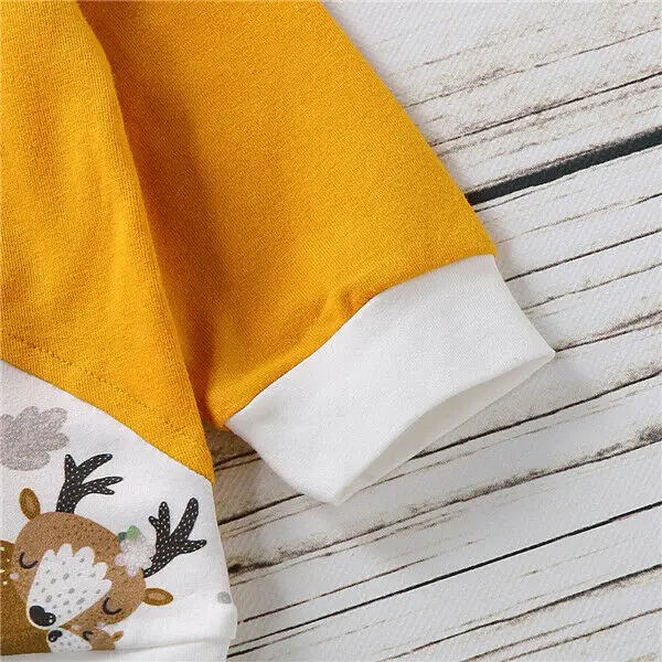 

3PCS Toddler Baby Boy Girl Floral Splice T Shirt Tops+Long Animal Print Pants +Hat Autumn Casual Clothes Outfits Set