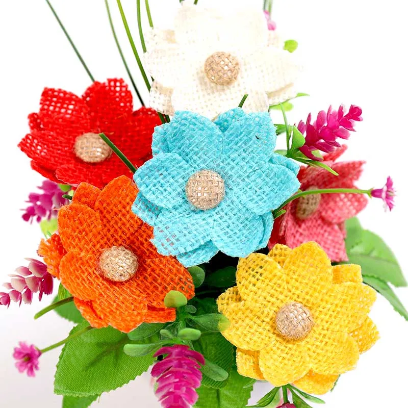 6 см/5 шт джутовая хэндмейд гессенской мешковины цветы винтажные Свадебные