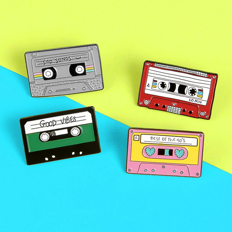 Эмалированная брошь на ленте в стиле 90 х музыкальная булавка лучший из 09'S