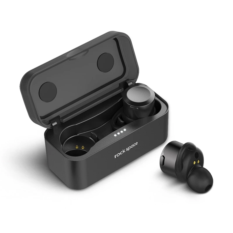ROCK TWS беспроводные наушники Bluetooth 4,1 спортивные наушники для iPhone Xiaomi стерео звуковые наушники с микрофоном зарядная коробка - Цвет: Black