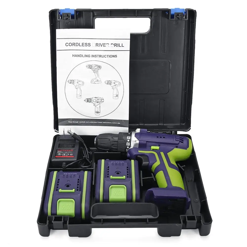 

Electric Drill 3 In 1 Hammer Drill 48VF Cordless Drill Double Speed Power Drills LED lighting 50Nm 25+1 Torque Electric Drill