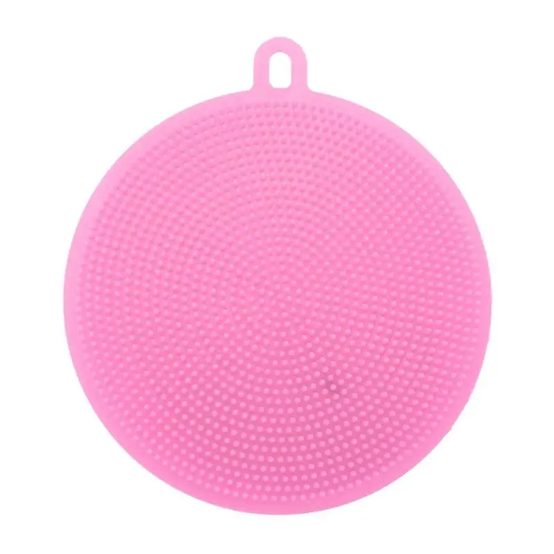 Silicone Dish Bowl Cleaning Brush Multifunction Scouring Pad Pot Pan Washing Wash Brushes Kitchen Cleaner Washing Tool - Цвет: Розовый