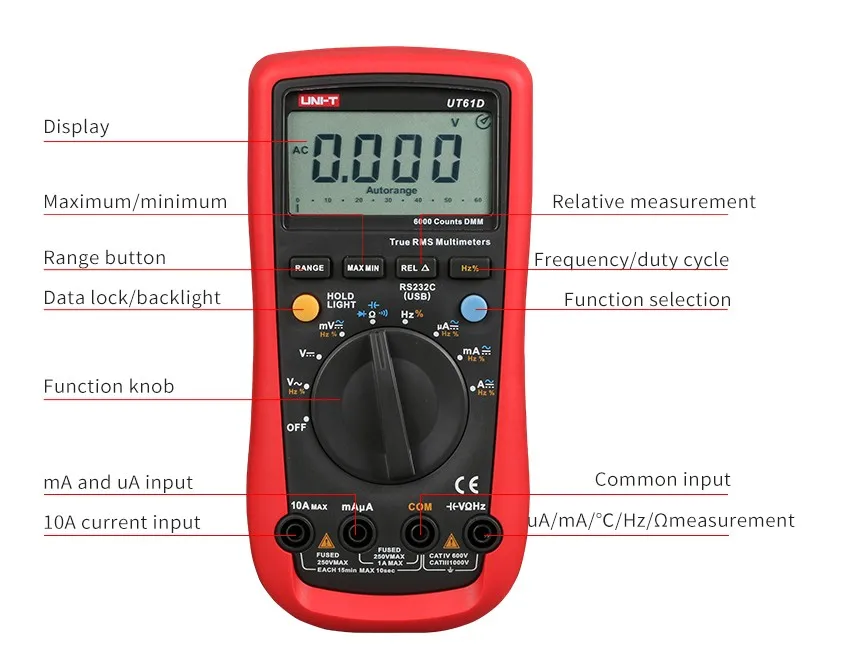 

Digital Multimeter true rms AC DC Meter Software CD & Data Hold Multimeter