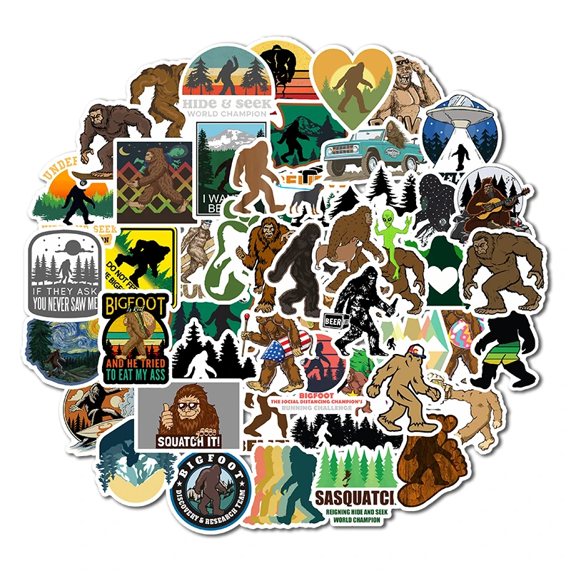

50 шт., водонепроницаемые наклейки bigfoot из ПВХ для ноутбука, мотоцикла, скейтборда, детской игрушки
