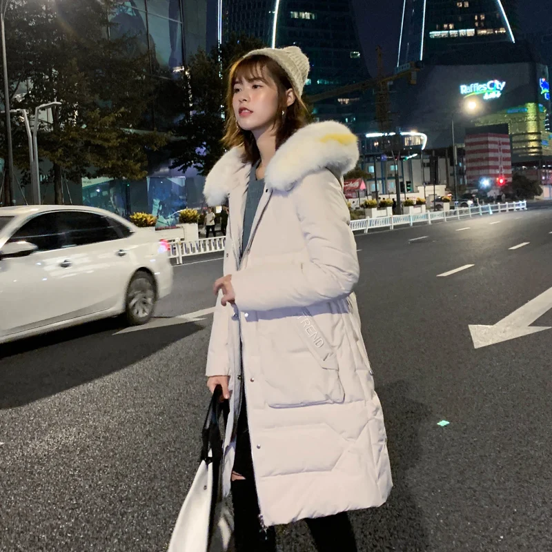 Fitaylor зимние женские длинные парки с капюшоном и большим меховым воротником на