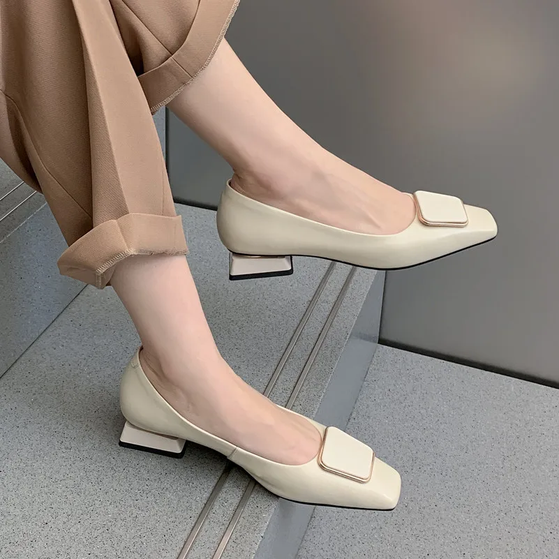 Туфли Meotina женские из натуральной кожи лоферы на толстом каблуке квадратный