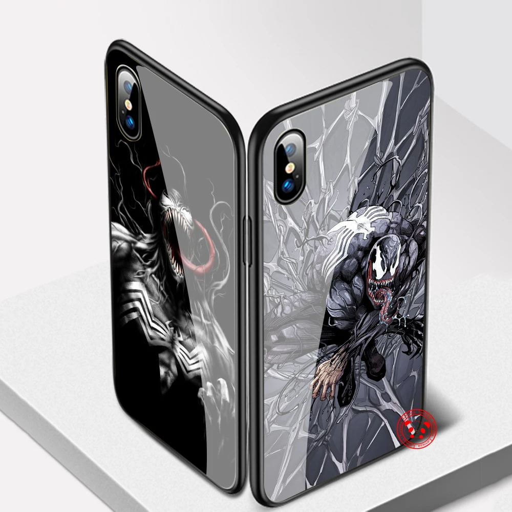 220d стеклянный чехол для телефона Marvel Venom Apple iPhone 11 Pro XR X XS Max 6 6S 7 8 Plus 5 5S SE |