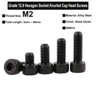 20pcs10pcs m2 grade 12 9 alloy steel hexagon socket knurled cap head screws din912 thread length 3mm 40mm