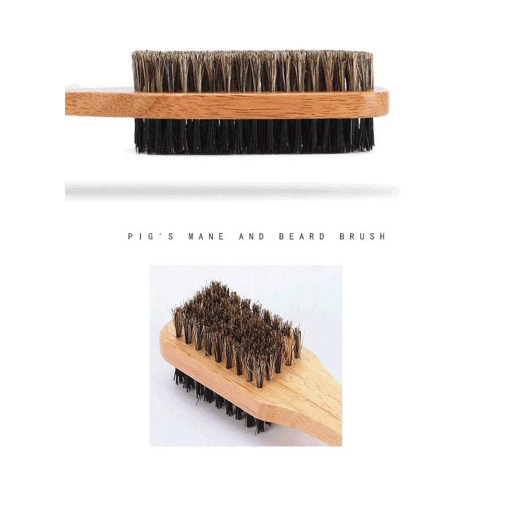 Двусторонняя щетка для бороды с щетиной кабана и деревянной ручкой бритья Уход