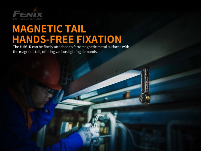 Налобный фонарь fenix HM61R Max 1200лм с зарядкой от USB 3500 мА/ч, фонарик с аккумулятором и нагрудная лампа