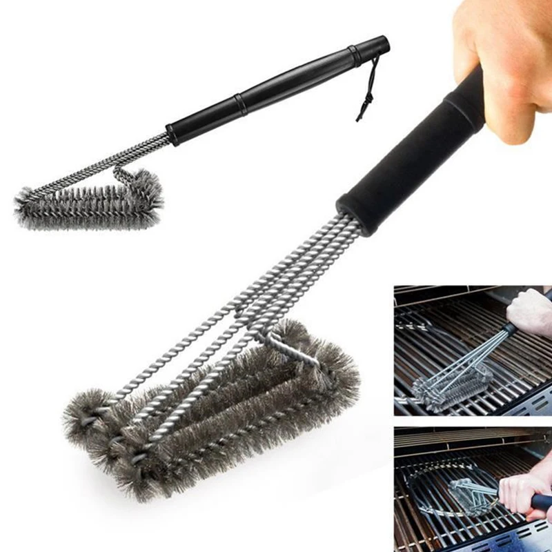  BBQ Grill Cleaning Brush Stainless Steel Kitchen Bristles Cleaning Brushes Cook Tool Barbecue Gadget Ideal Barbecue Accessories