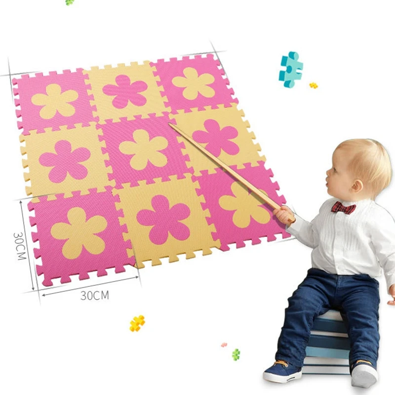 

25 Pcs Baby Play Puzzle Mat Flowers Shape EVA Foam Pad Inter Locking Mats Kids Playmat Crawling Pad Activity Floor Mat