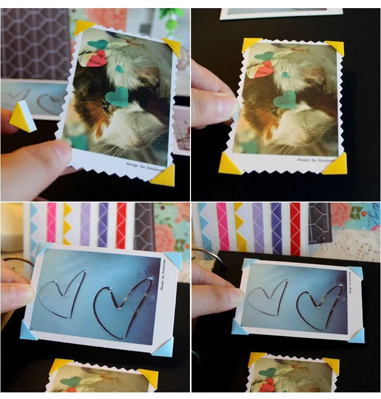 10 листов ПВХ Красочная DIY фотопленка угловые наклейки для фотоальбомов рамка