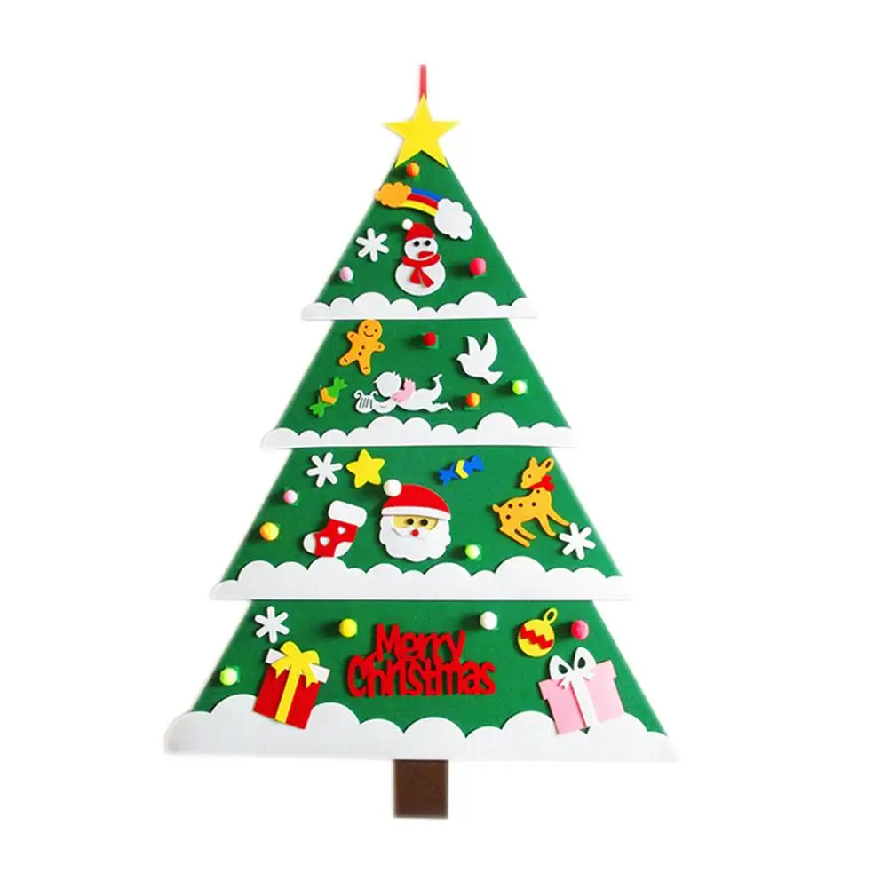 

DIY войлочная Рождественская елка, 35 дюймов, Съемная войлочная Рождественская елка, украшения для детей, Рождественская дверь, фотостена