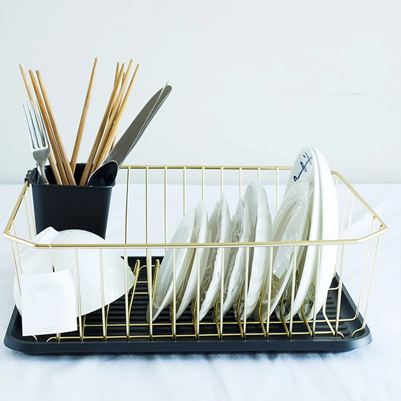 

1Pcs Dish Drainer With Drip Tray Storage Box Sink Dish Drying Rack Plate Shelf Knife Fork Container Cutlery Holder 2021 New