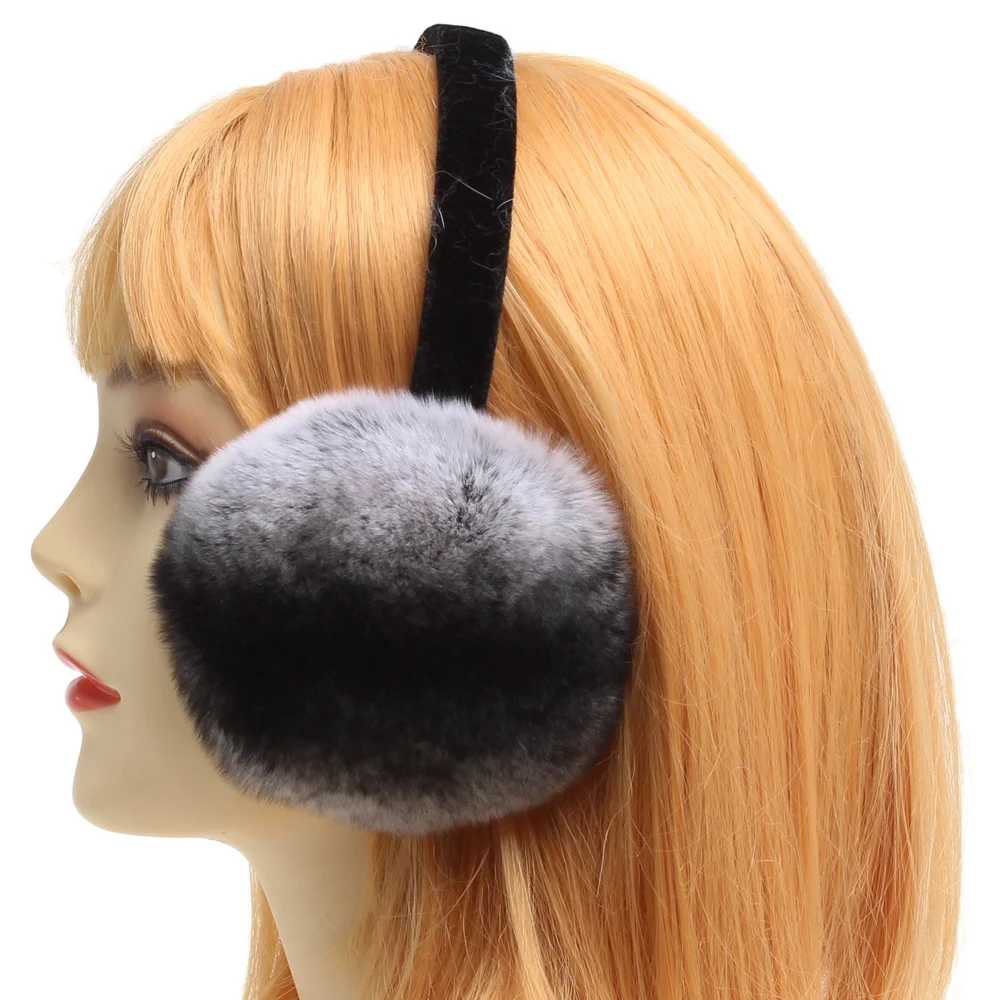 Наушники женские зимние из натурального меха кролика рекс | Аксессуары для