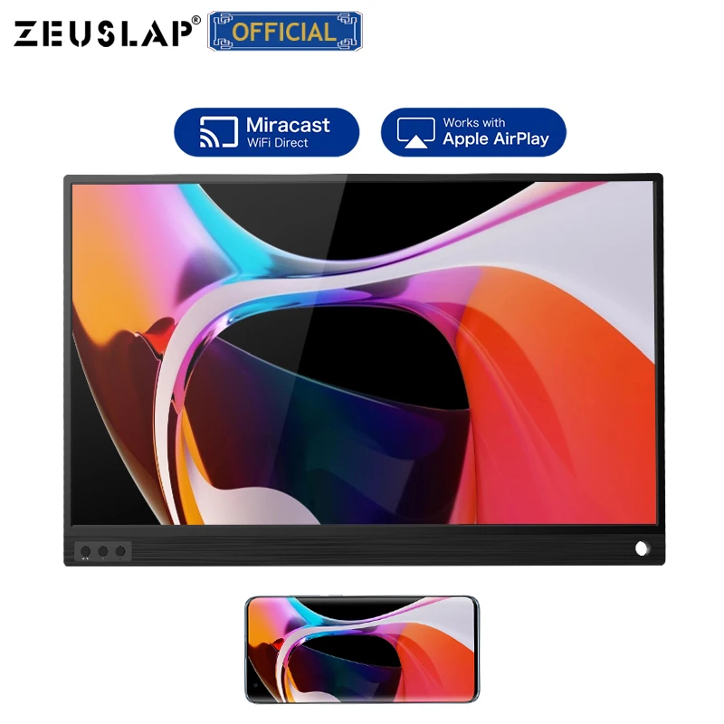 Фото ZEUSLAP 15 6-дюймовый беспроводной USB C HDMI-совместимый FHD IPS экран портативный монитор ZEUSLAP 15 6-дюймовый беспроводной USB C HDMI-совместимый FHD IPS экран портативный монитор