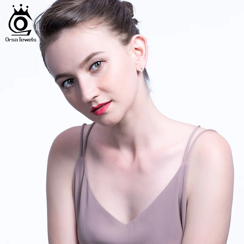 ORSA JEWELS S925 изысканные женские серьги последние стерлингового серебра геометрическая форма серьги милые повседневные ювелирные изделия для торжественного случая SE188