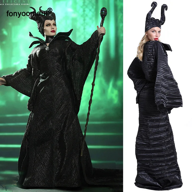 Малефисент косплей готическая Черная ведьма зло Королева Костюм напольное