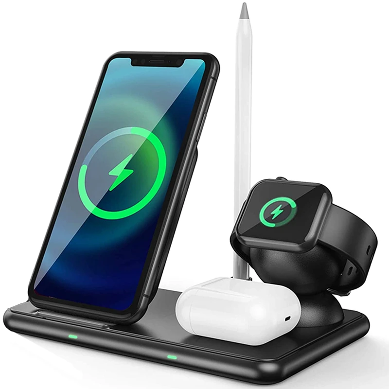 

4 in 1 Wireless Charging Station for Apple Products 15W Foldable Fast Wireless Charging Dock for Multiple Devices