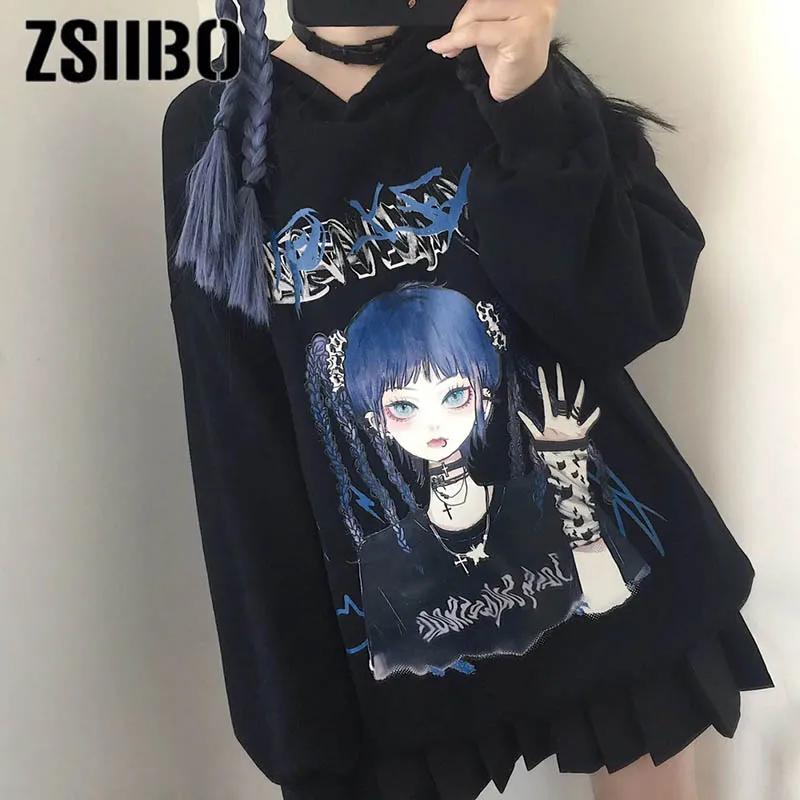 

Женский пуловер в стиле Харадзюку, Свободный свитшот с принтом