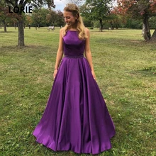 LORIE – robe de soirée en Satin violet, tenue de princesse à lacets, col bateau, grande taille, ceinture à perles, Simple, 2020  (2)