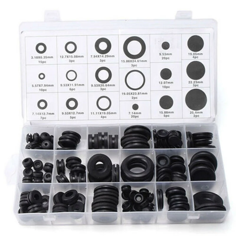 

Set Rubber Grommet Kit Black Wire gasket Cable sealing Hole plug Repair