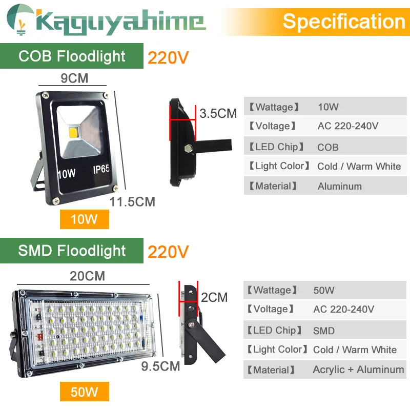 Kaguyahime 220 В светодиодный COB Чип 20 Вт 30 Вт 50 Вт 100 вт DIY прямоугольный Чип Прожектор без необходимости драйвер Светодиодный прожектор для выращивания растений