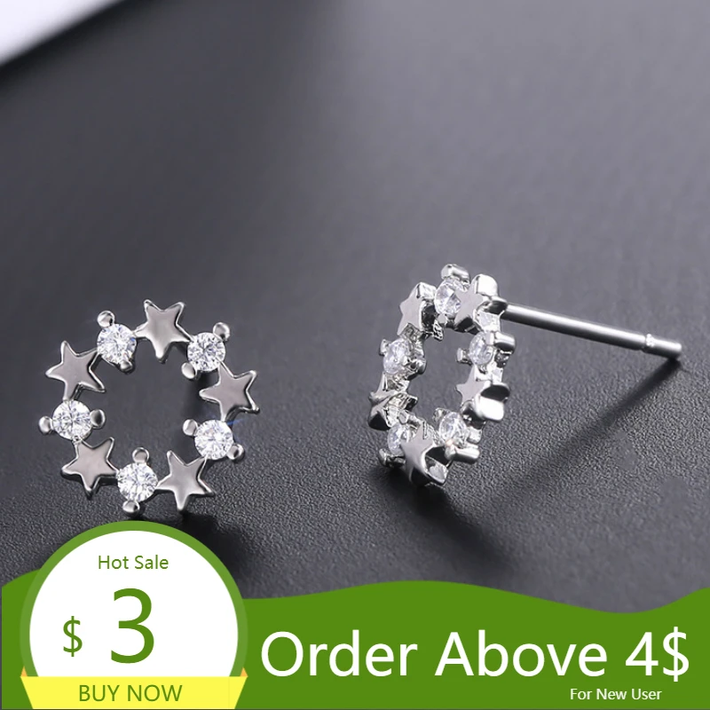 Простые темпераментные круглые серьги Visisap со звездой для женщин модные