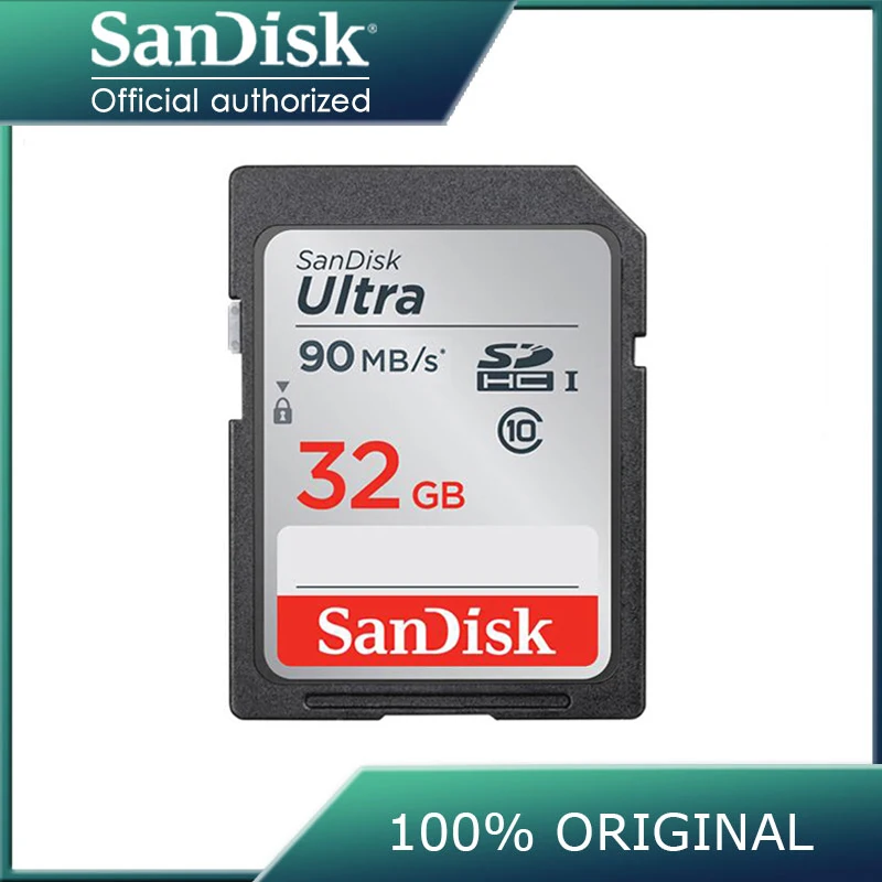 Двойной Флеш-накопитель SanDisk Ultra карты памяти 32 Гб 64 Гб оперативной памяти, 16 Гб встроенной памяти, 128 ГБ 256 ГБ SDHC/SDXC UHS-I скоростью чтения до 80 МБ/с. SD карты памяти для цифровых фотоаппаратов с защитой от краж - изображение