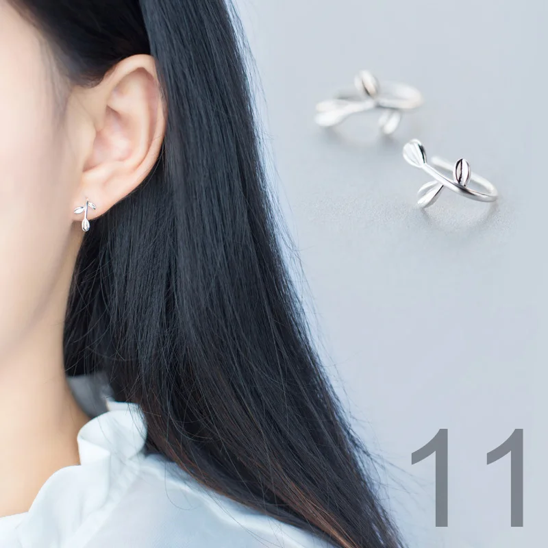 1Pair Leaves Trusta,,, 925, твердые, Стерлинговое Серебро, звезда, маленькие серьги-гвоздики для девочек, подарок для подростков, женские модные ювелирные изделия DS900 - Окраска металла: 1Pair Leaves