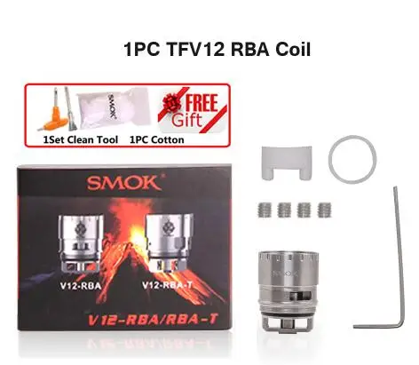 1pc RBA Coil SMOK TFV12 бак 6 мл электронная сигарета Vape стеклянная трубка распылителя V 12X4 Катушка ядро испаритель VS TFV16 V12 Prince Tank - Цвет: 1pc RBA Coil