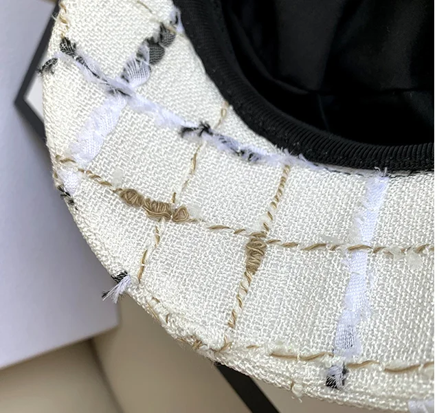 

New Autumn Plaid Tweed Leisure Lady Octagonal Hat Men Women Visors Cap Decorate Polyester Geometric Casual Steampunk Cap 2021 #4